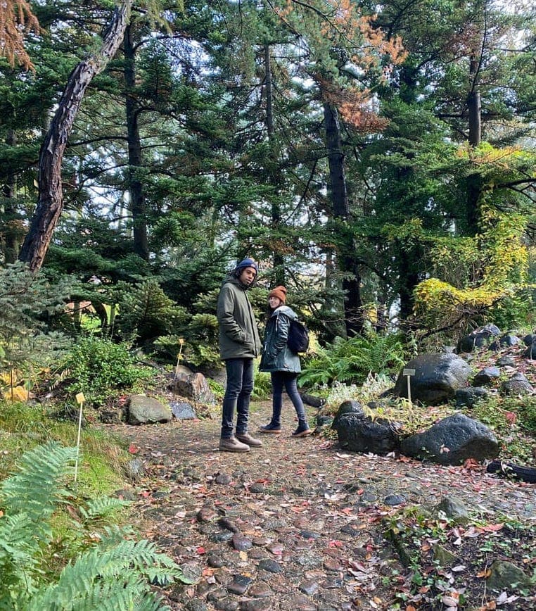 Carlton and Tamara together on a woodland path